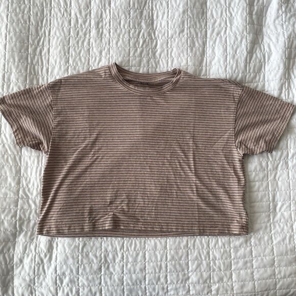 American Eagle Outfitters Tops - American Eagle Striped Cropped Top Y2K Style Stripe Womens Short Sleeve Size XXS